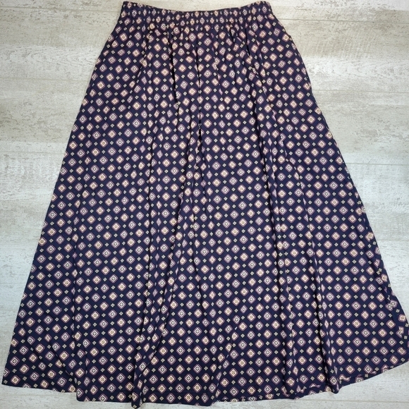 VTG Liz & Co Geometrical Print Midi Skirt - Picture 1 of 5